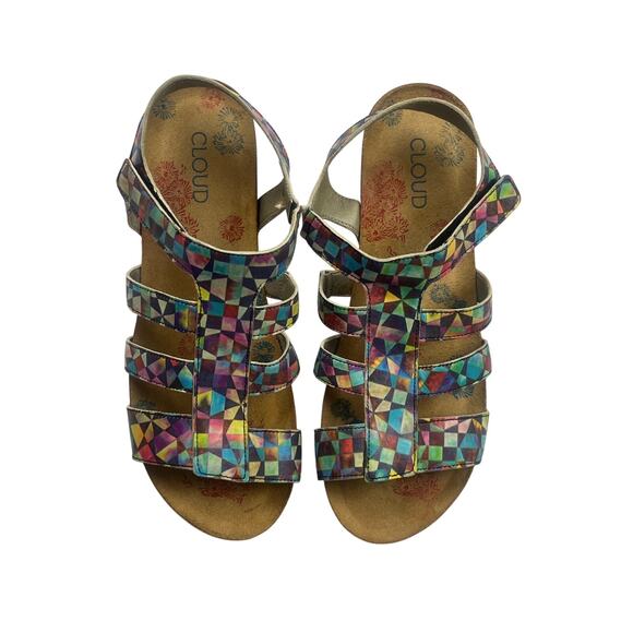 Cloud Footwear Multicolored Sandals US 9/40 Strappy Chic Hook & Loop Comfort - Picture 9 of 9